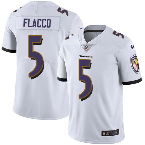 Nike Ravens #5 Joe Flacco White Men's Stitched NFL Vapor Untouchable Limited Jersey
